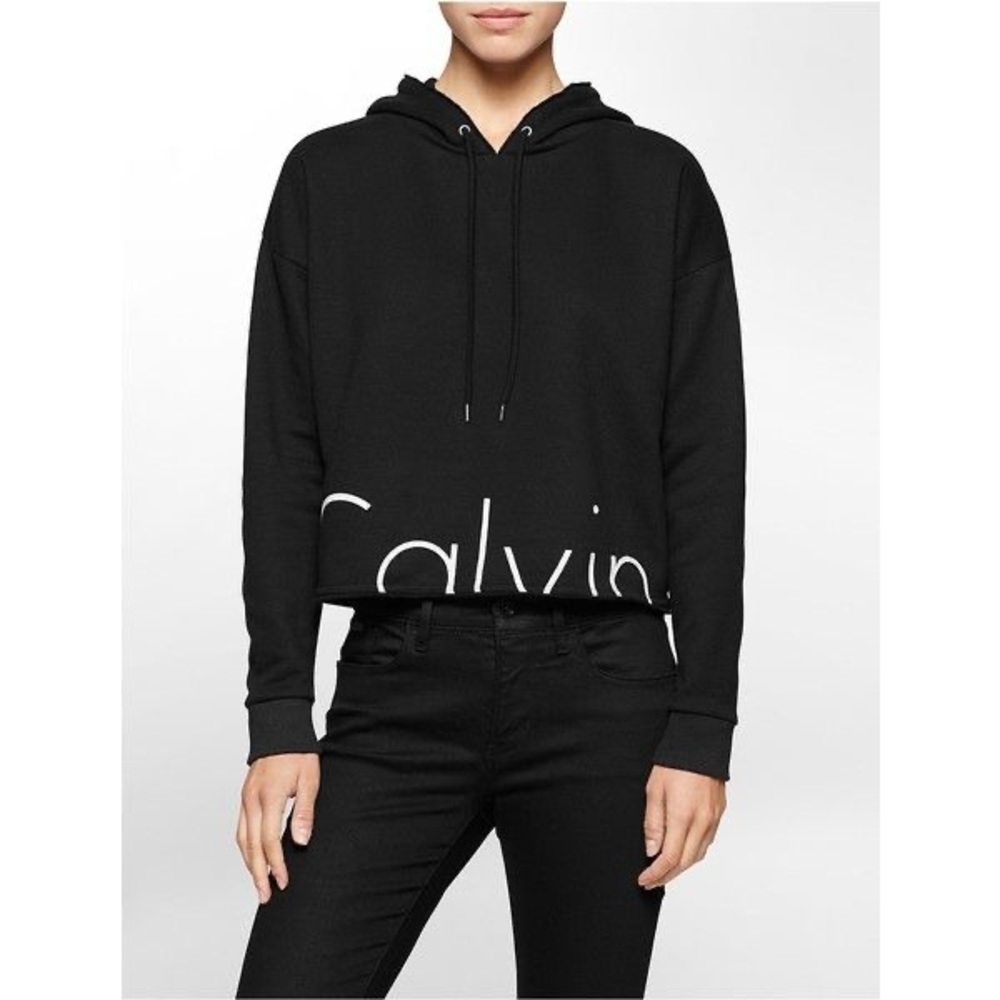 Calvin Klein black cropped hoodie